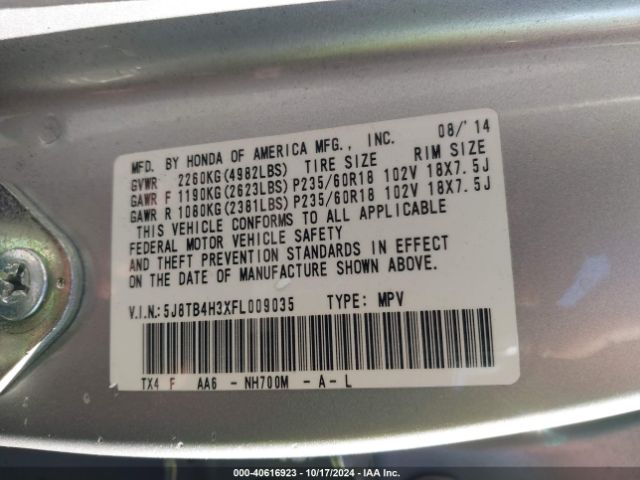 5J8TB4H3XFL009035 Acura RDX