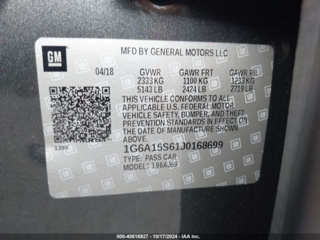 1G6A15S61J0168699 Cadillac CTS-V