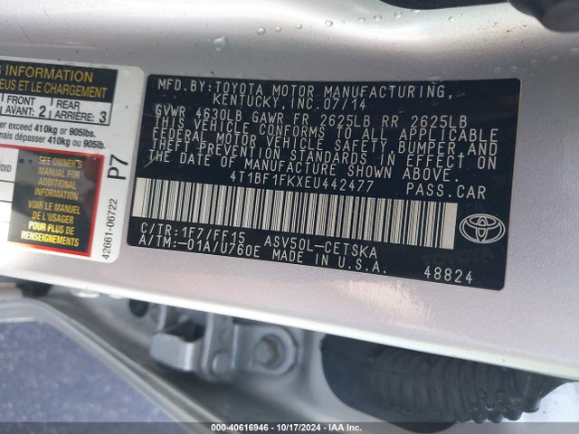 Toyota CAMRY SE 2014 4T1BF1FKXEU442477 Image 9