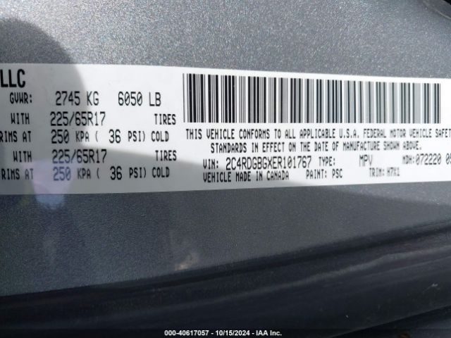 2C4RDGBGXER101767 Dodge Grand Caravan American Value Pkg