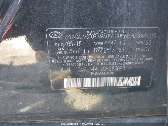 5NPE34AF3GH283093 Hyundai Sonata Sport