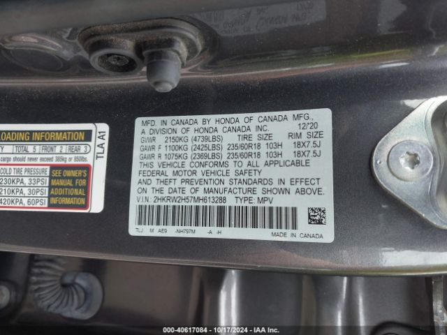 2HKRW2H57MH613288 Honda Cr-v Awd Ex