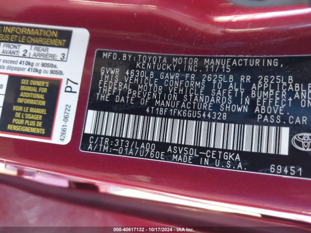 4T1BF1FK6GU544328 Toyota CAMRY XLE