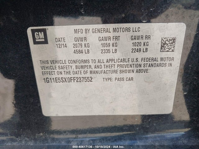 Chevrolet Malibu 3lt 2015 1G11E5SX0FF237552 Image 9