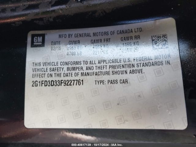 2G1FD3D33F9227761 Chevrolet Camaro 1lt