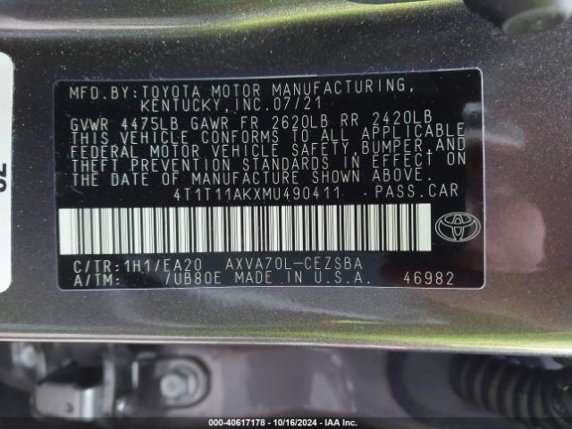 4T1T11AKXMU490411 Toyota CAMRY SE