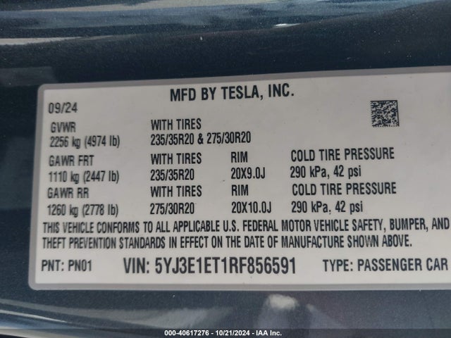 2024 TESLA MODEL 3 5YJ3E1ET1RF856591 Photo 8