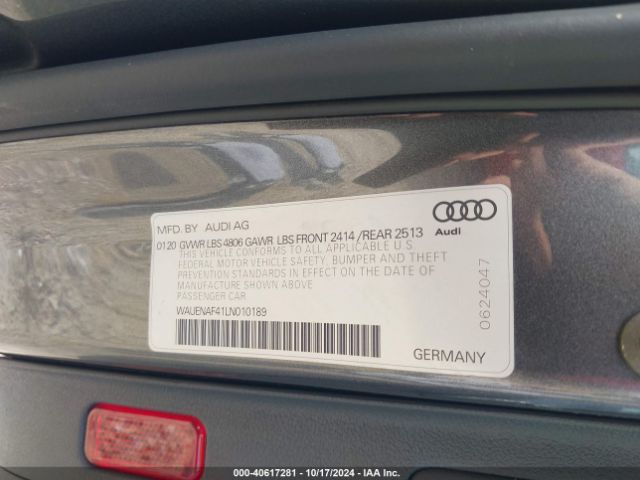 WAUENAF41LN010189 Audi A4 Premium Plus 45 Tfsi Quattro S Tronic