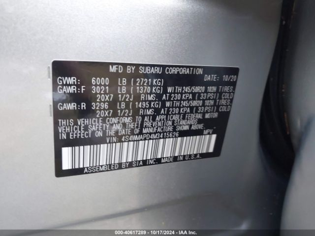 4S4WMAPD4M3415626 Subaru Ascent Limited