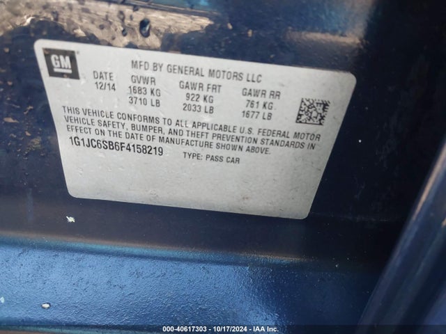 Chevrolet Sonic Lt Auto 2015 1G1JC6SB6F4158219 Image 9