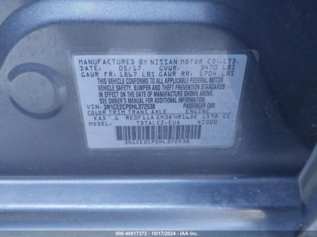 3N1CE2CP0HL372538 Nissan Versa Note S Plus