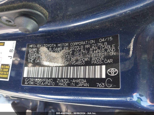 Toyota 2zr-fxe+3jm 2015 JTDKN3DU5F1954853 Image 9
