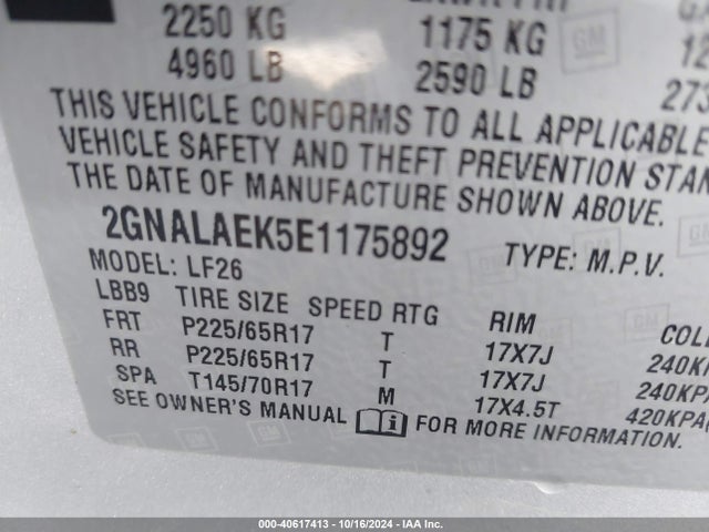 Chevrolet EQUINOX LS 2014 2GNALAEK5E1175892 Image 9