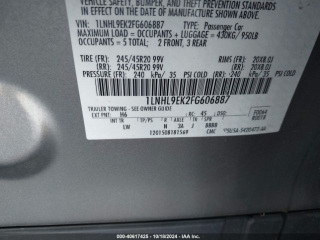1LNHL9EK2FG606887 Lincoln MKS