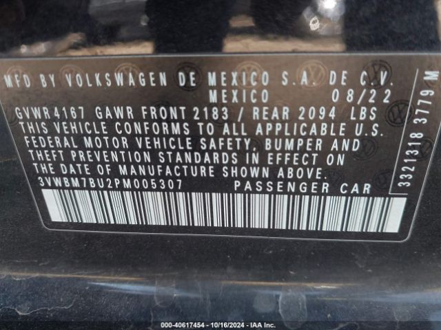 3VWBM7BU2PM005307 Volkswagen Jetta 1.5t Sport