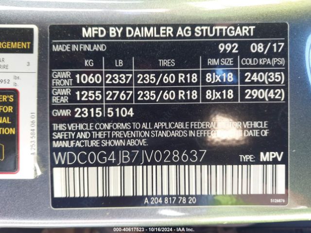 WDC0G4JB7JV028637 Mercedes-Benz GLC 300