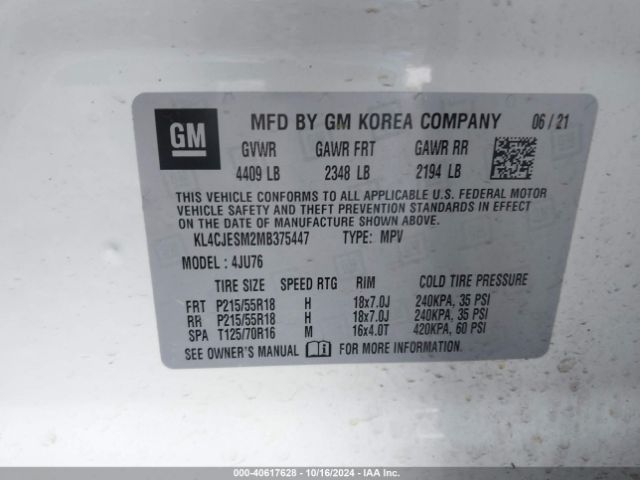 KL4CJESM2MB375447 Buick Encore Awd Preferred