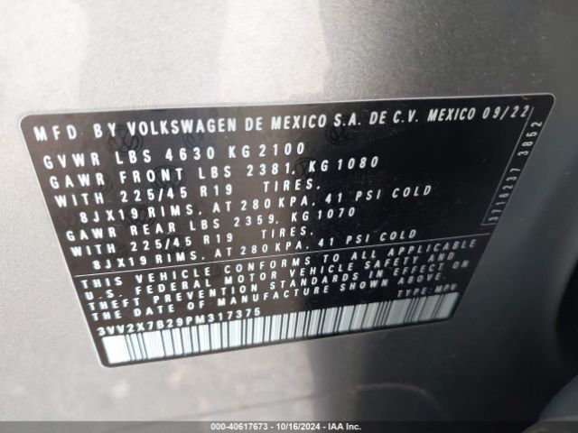 3VV2X7B29PM317375 Volkswagen Taos 1.5t Sel