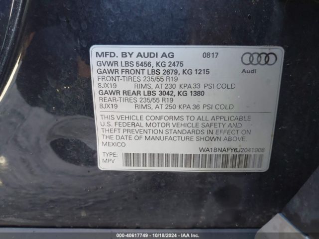 WA1BNAFY6J2041908 Audi Q5 2.0t Premium/2.0t Tech Premium