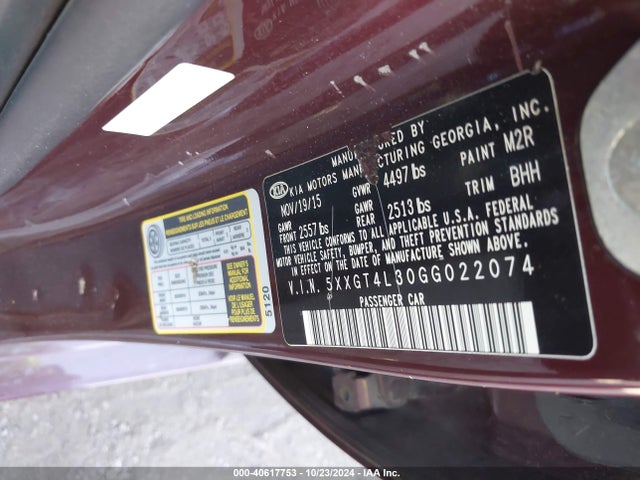 KIA Optima Lx 2016 5XXGT4L30GG022074 Image 9
