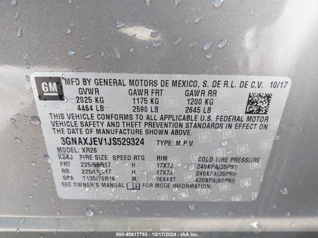 Chevrolet EQUINOX LT 2018 3GNAXJEV1JS529324 Image 9