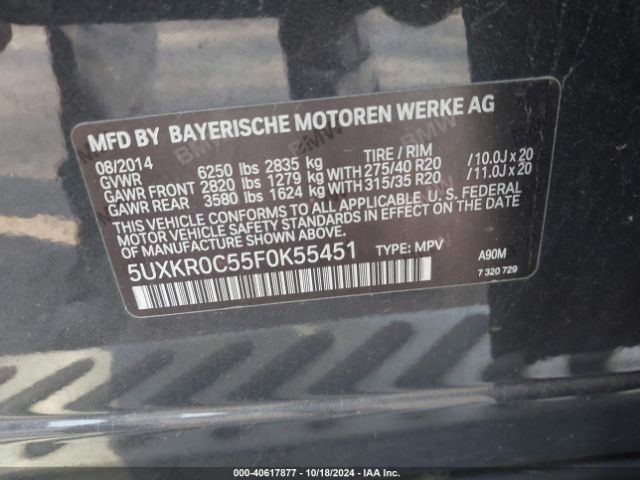 5UXKR0C55F0K55451 BMW X5 Xdrive35i