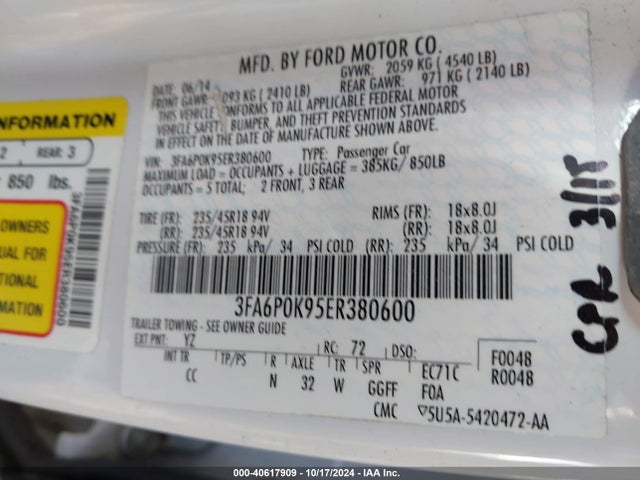 Ford Fusion Titanium 2014 3FA6P0K95ER380600 Image 9