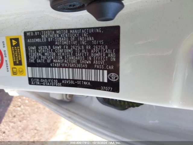 4T4BF1FK7GR536549 Toyota CAMRY LE
