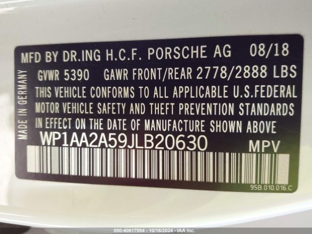 WP1AA2A59JLB20630 Porsche Macan