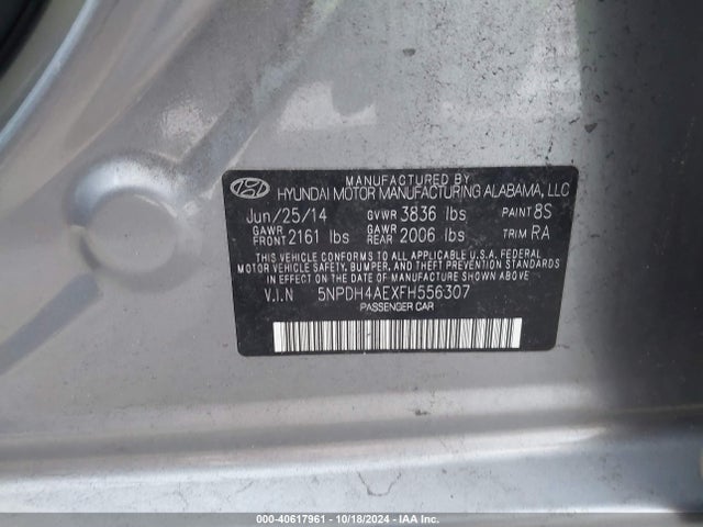 Hyundai ELANTRA SE 2015 5NPDH4AEXFH556307 Image 9