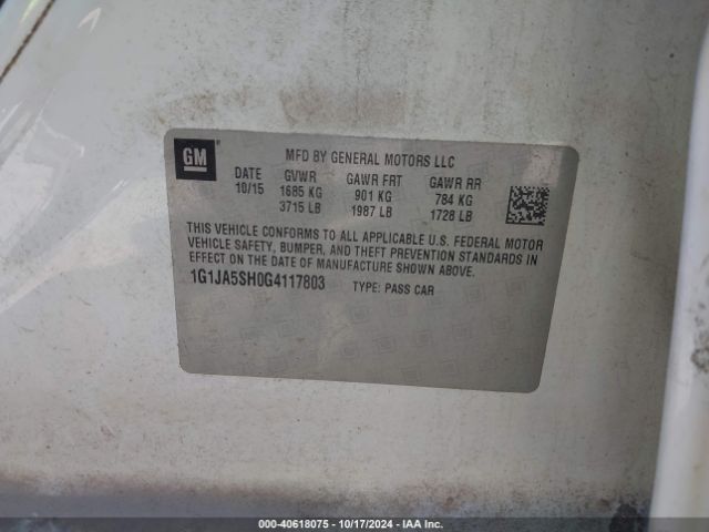1G1JA5SH0G4117803 Chevrolet Sonic Ls Auto