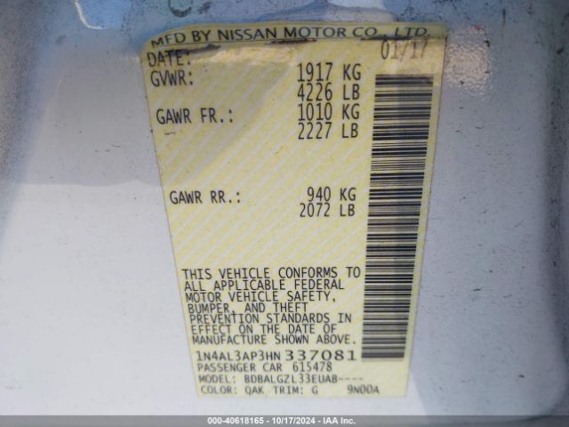 1N4AL3AP3HN337081 Nissan Altima 2.5 S
