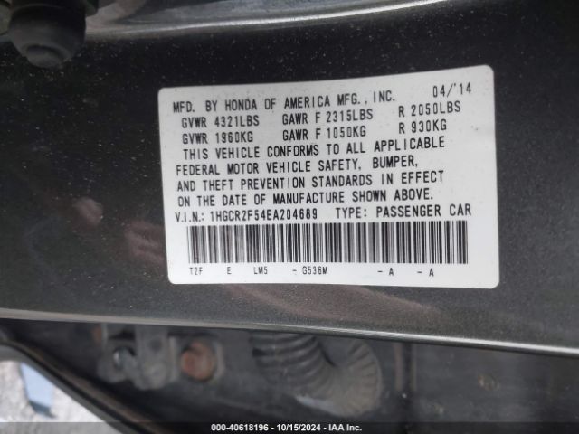 1HGCR2F54EA204689 Honda Accord Sport