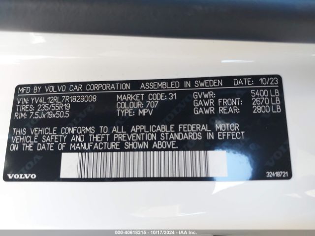 YV4L12RL7R1829008 Volvo Xc60 B5 Plus Dark Theme