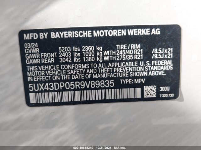 5UX43DP05R9V89835 BMW X3 Sdrive30i