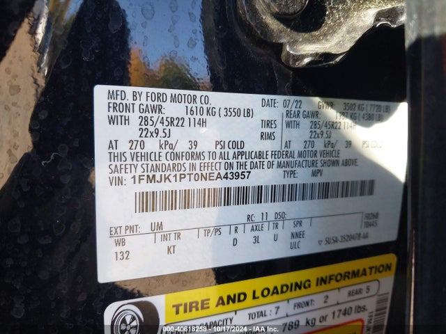 Ford Expedition King Ranch Max 2022 1FMJK1PT0NEA43957 Image 9