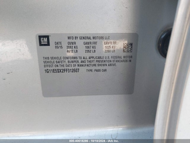 Chevrolet Malibu 3lt 2015 1G11E5SX2FF312607 Image 9