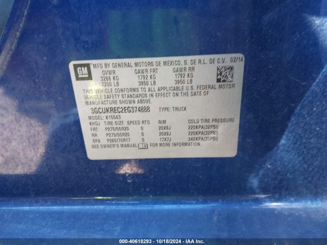 Chevrolet Silverado 1500 2lt 2014 3GCUKREC2EG374888 Image 9