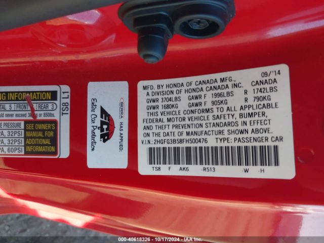 2HGFG3B58FH500476 Honda Civic Lx