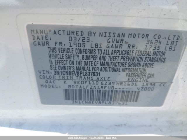 3N1CN8EV8PL837631 Nissan Versa 1.6 Sv Xtronic Cvt