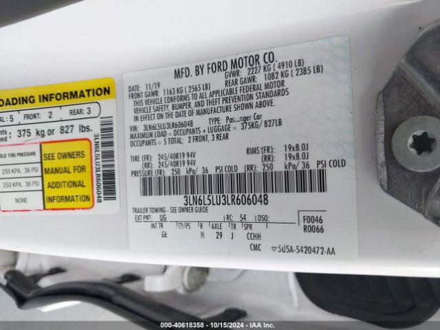 3LN6L5LU3LR606048 Lincoln Mkz Hybrid Reserve