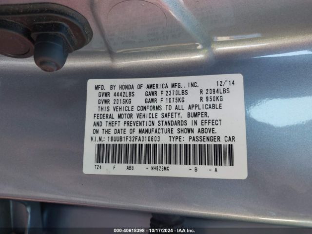 19UUB1F32FA010603 Acura TLX