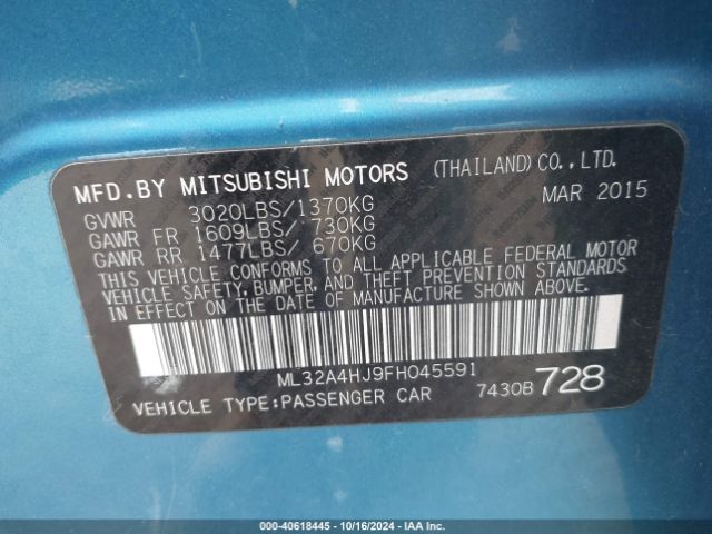 ML32A4HJ9FH045591 Mitsubishi MIRAGE ES
