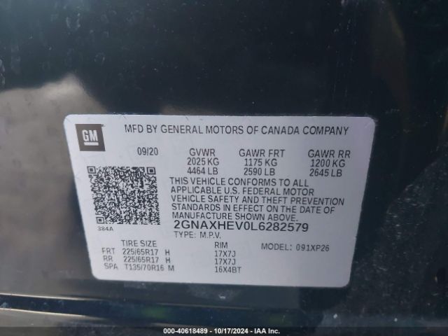 2GNAXHEV0L6282579 Chevrolet Equinox Fwd Ls