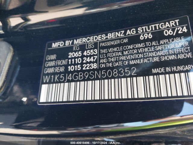 W1K5J4GB9SN508352 Mercedes-Benz Cla 250 Coupe