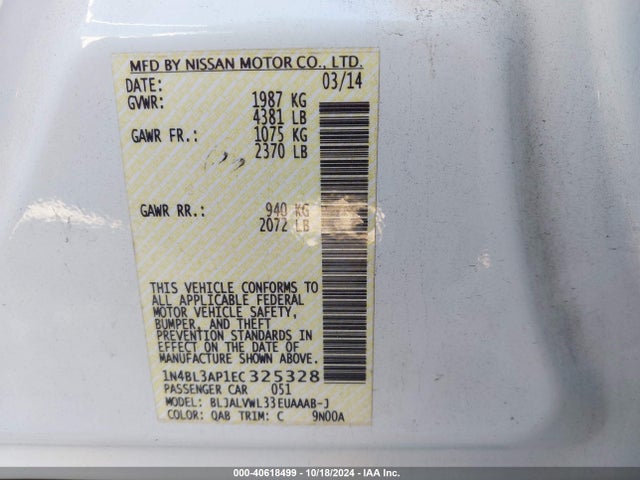 Nissan Altima 3.5 Sl 2014 1N4BL3AP1EC325328 Image 9
