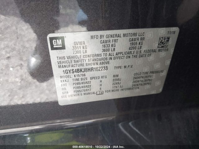 1GYS4BKJ8HR162233 Cadillac Escalade Luxury