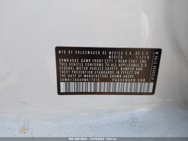 3VWH17AU4HM517415 Volkswagen Golf Alltrack Tsi S/tsi Se/tsi Sel