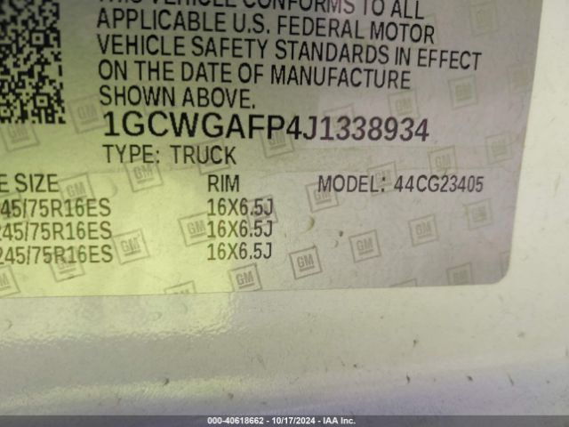 1GCWGAFP4J1338934 Chevrolet Express 2500 Work Van