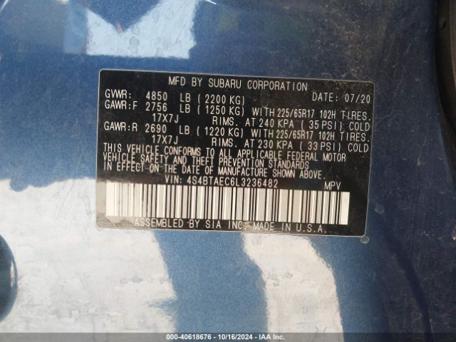 4S4BTAEC6L3236482 Subaru Outback Premium